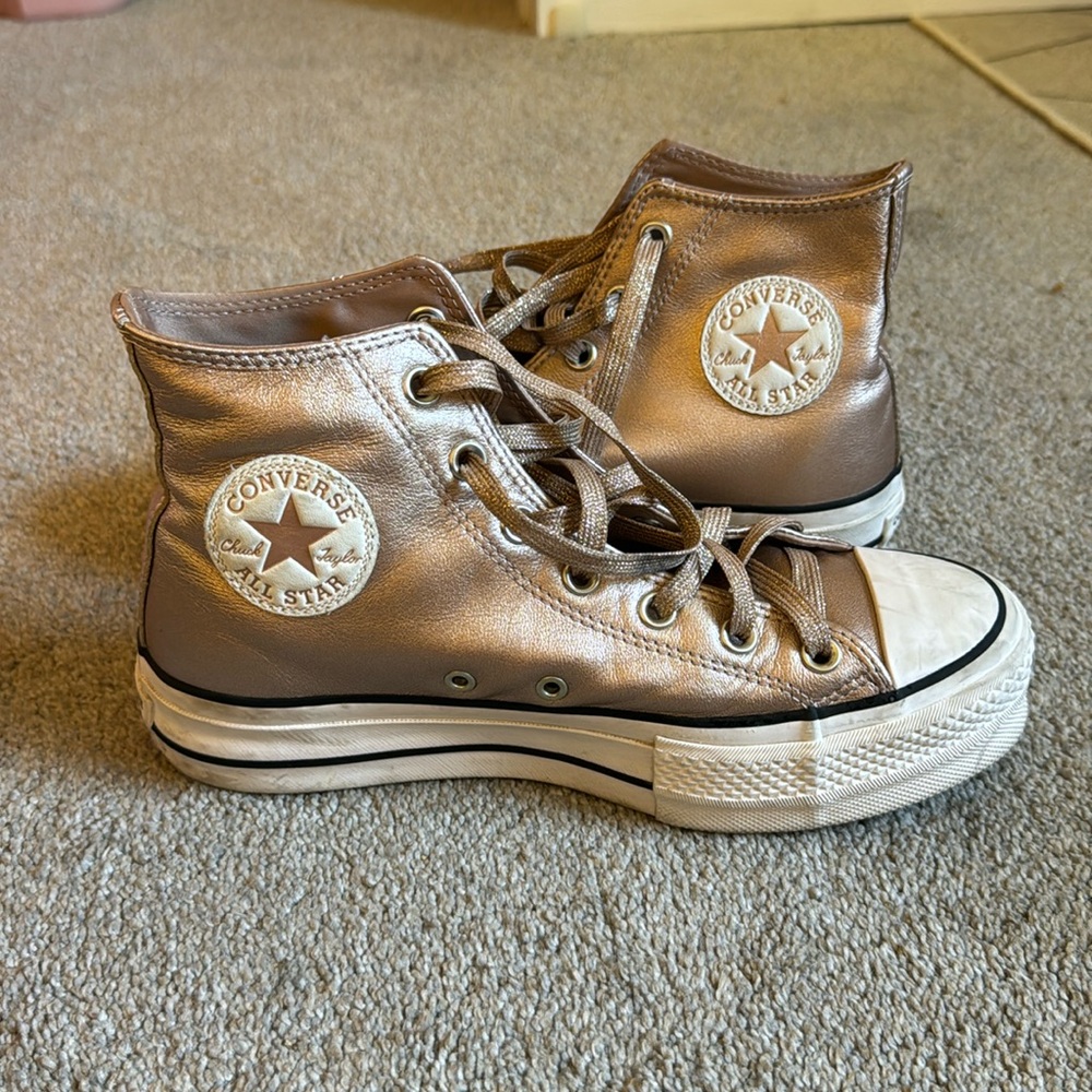 Rose gold platform Converse sneakers